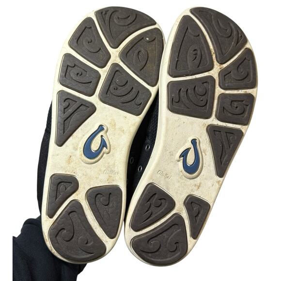 OluKai Nohea Moku Men's Slip On Sneakers Size 8.5 Black Drop In Heel Water Shoes - Picture 5 of 7